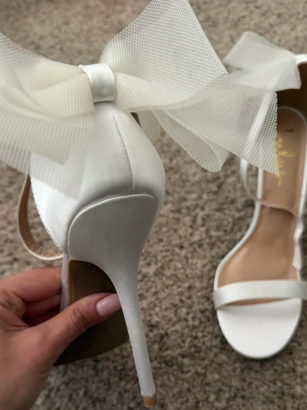 Elegant White Ankle-Strap Stiletto Heels with Bow